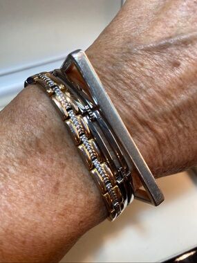 Modernist Taxco Mexico 925 Sterling Silver Square Bangle Bracelet | 28.4
